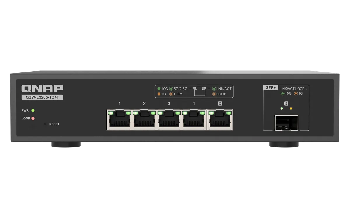 מתג QNAP 5-Port 10GbE QSW-L3205-1C4T Lite Managed