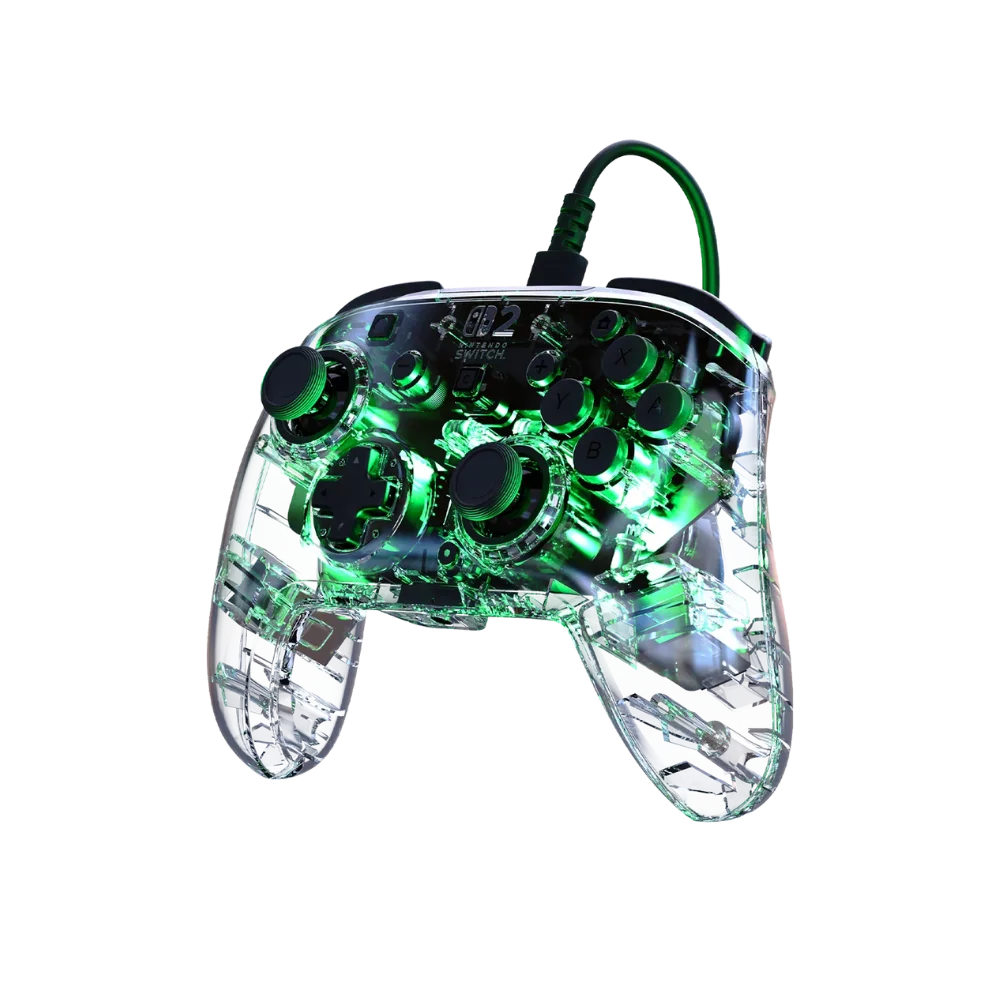 בקר גיימינג חוטי ל-Nintendo Switch 2 דגם Afterglow™ Wired Controller בצבע שקוף מבית Turtle Beach
