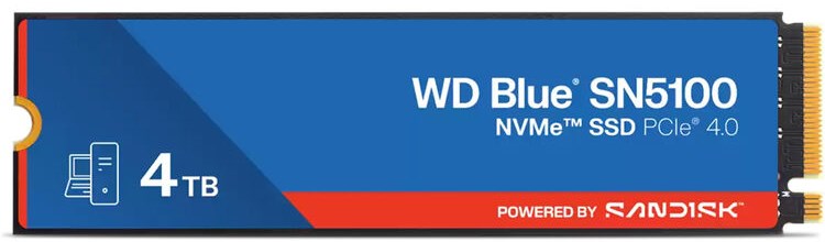 WD SSD 4TB M.2 PCIe 4.0 x4 2280 SN5100 Blue