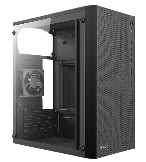 מארז Antec ST10M TG Mini Tower Micro-Atx Black Glass Side Panel