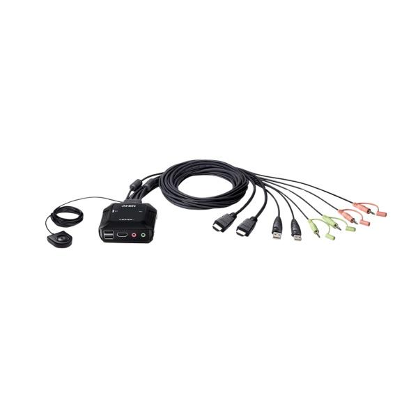 כבל KVM ל-2 מחשבים חיבור Aten 2xUSB | HDMI 4K | 4096X2160