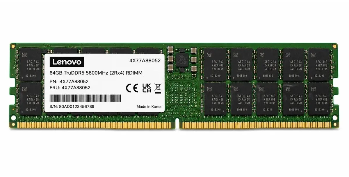 64GB TruDDR5 5600Mhz ECC UDIMM ThinkSystem Servers Lenovo