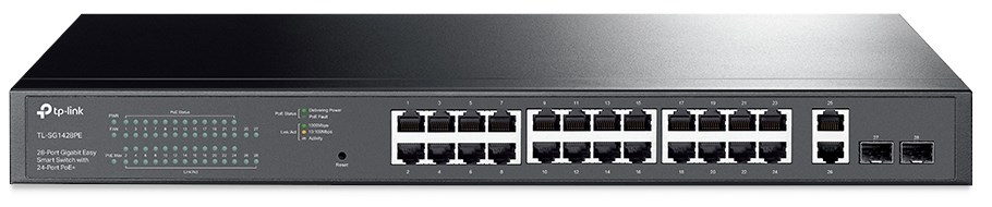 SWITCH 28-PORT GIGA EASY SMART WITH 24-PORT POE+ 250W TP-LINK