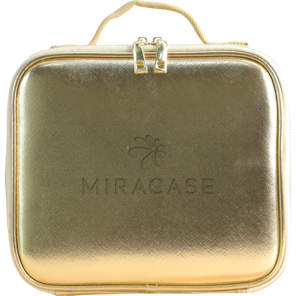 תיק איפור מחולק עם מראה ותאורת לד דגם MCB450 מבית MIRACASE בצבע זהב