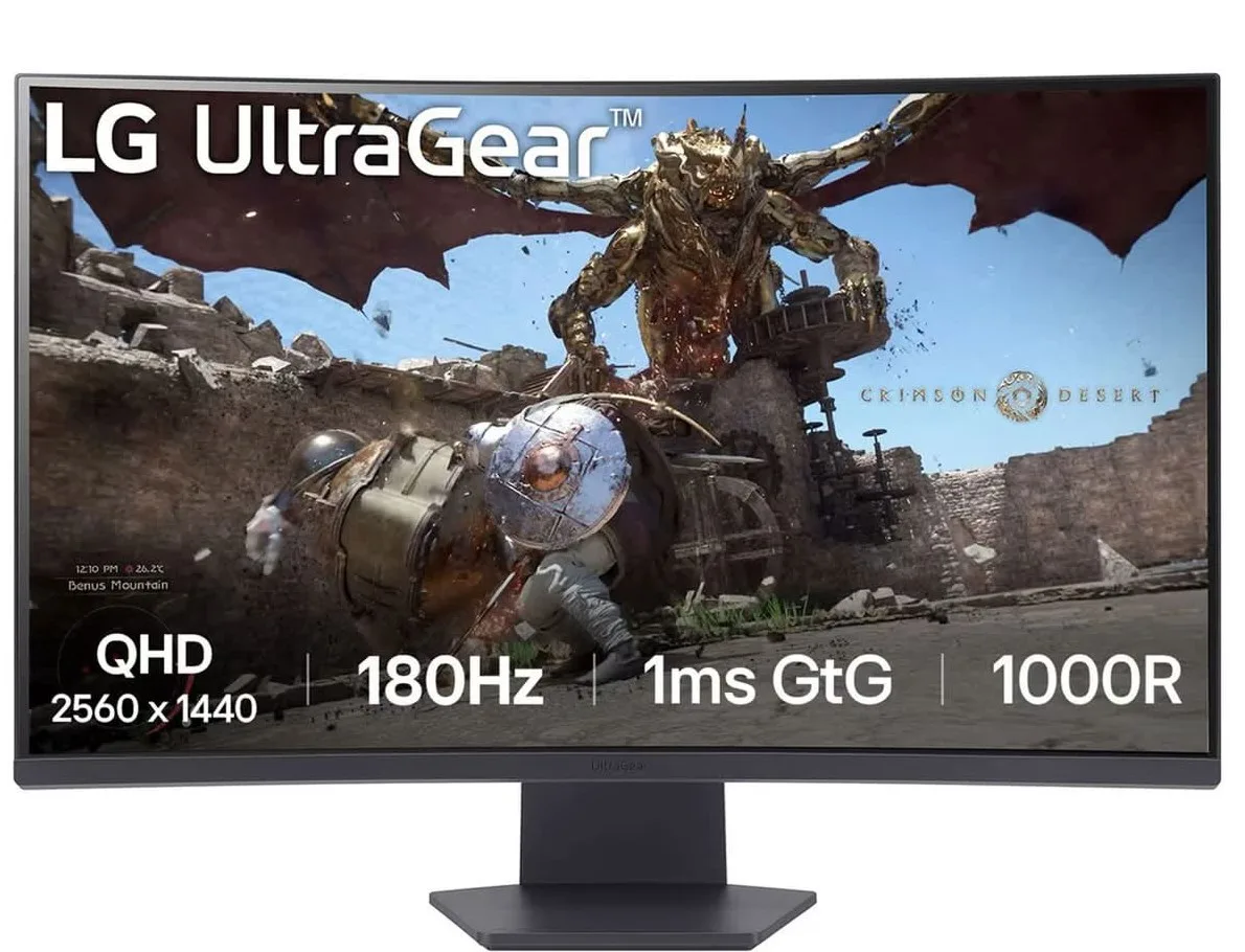 LG 32" UltraGear 2K CURVED /1000R/1MS/180Hz/VA/DP/HDMI
