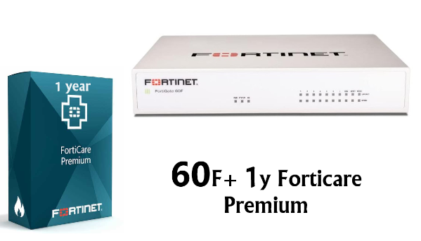 באנדל מכשיר ורשיון FortiGate-60F HW PLUS UTP 1y
