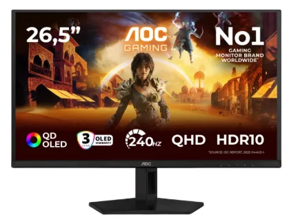 מסך גיימינג 26.5 אינץ' QD-OLED דגם Q27G41ZDF מבית AOC