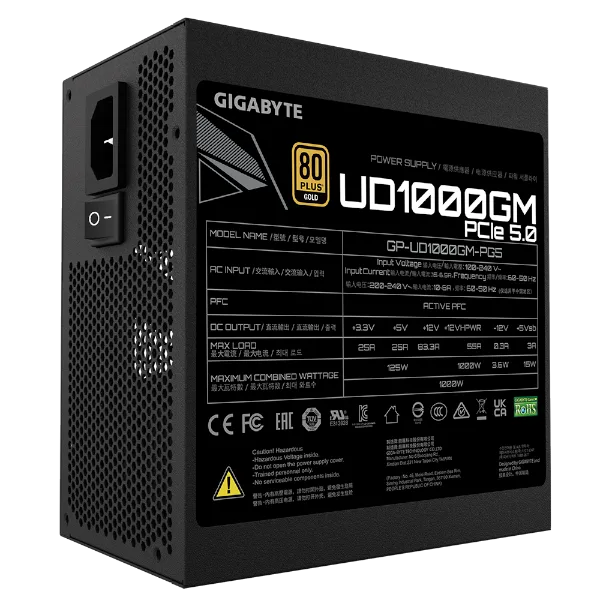 ספק כוח Gigabyte UD1000GM PG5 1000W PCIE 5.0 ready 80 PLUS Gold