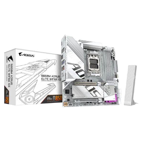 לוח אם Gigabyte B850M AORUS ELITE WIFI6E ICE M-ATX DDR5 AM5 2.5GB