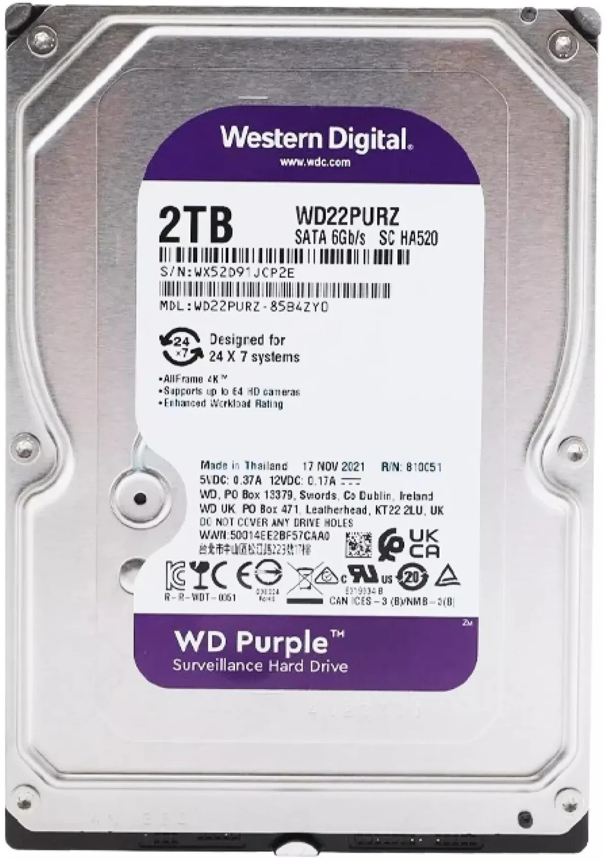 WD PURPLE 2TB SATA III 256MB