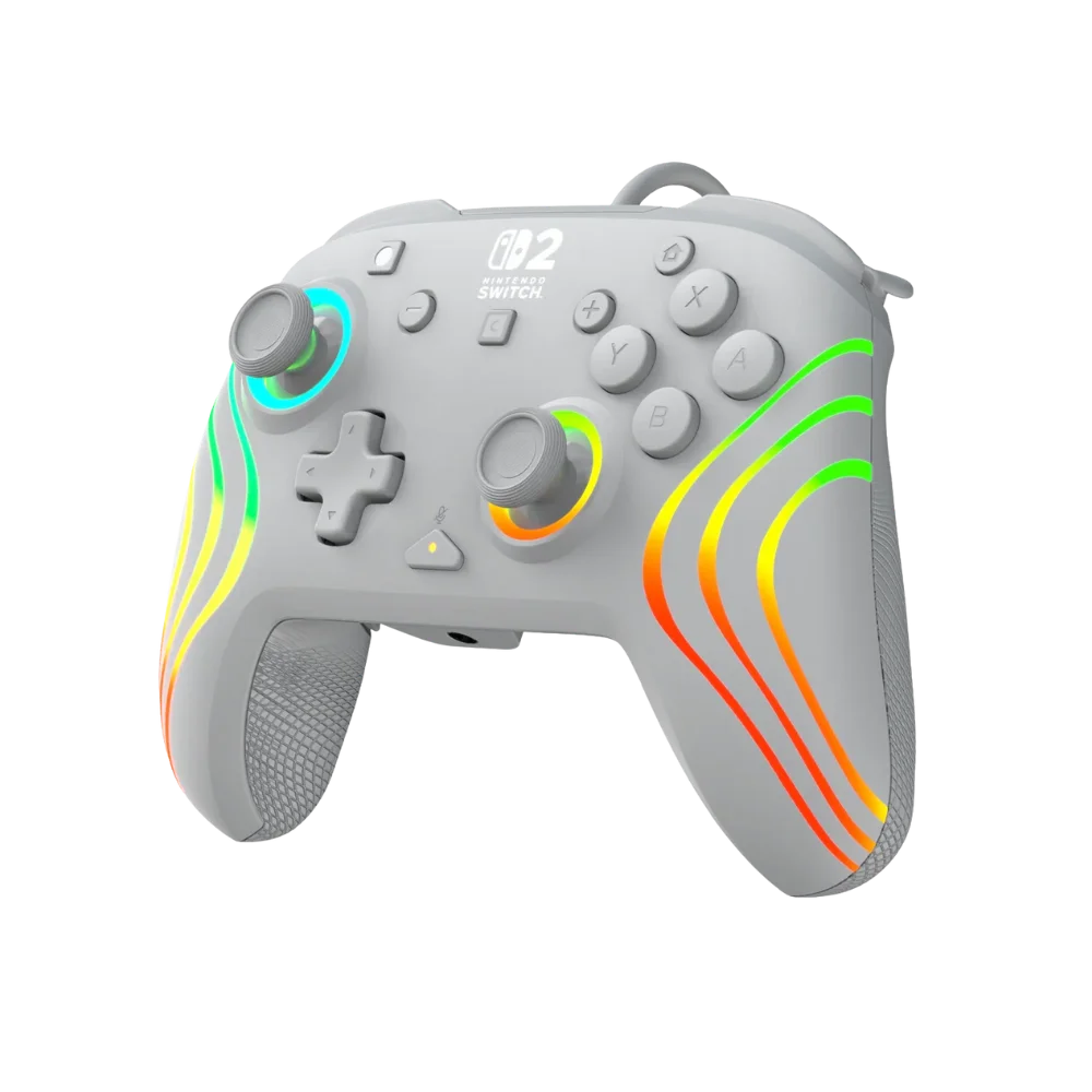 בקר גיימינג חוטי ל-Nintendo Switch 2 דגם Afterglow™ Wave Wired Controller בצבע אפור מבית Turtle Beach