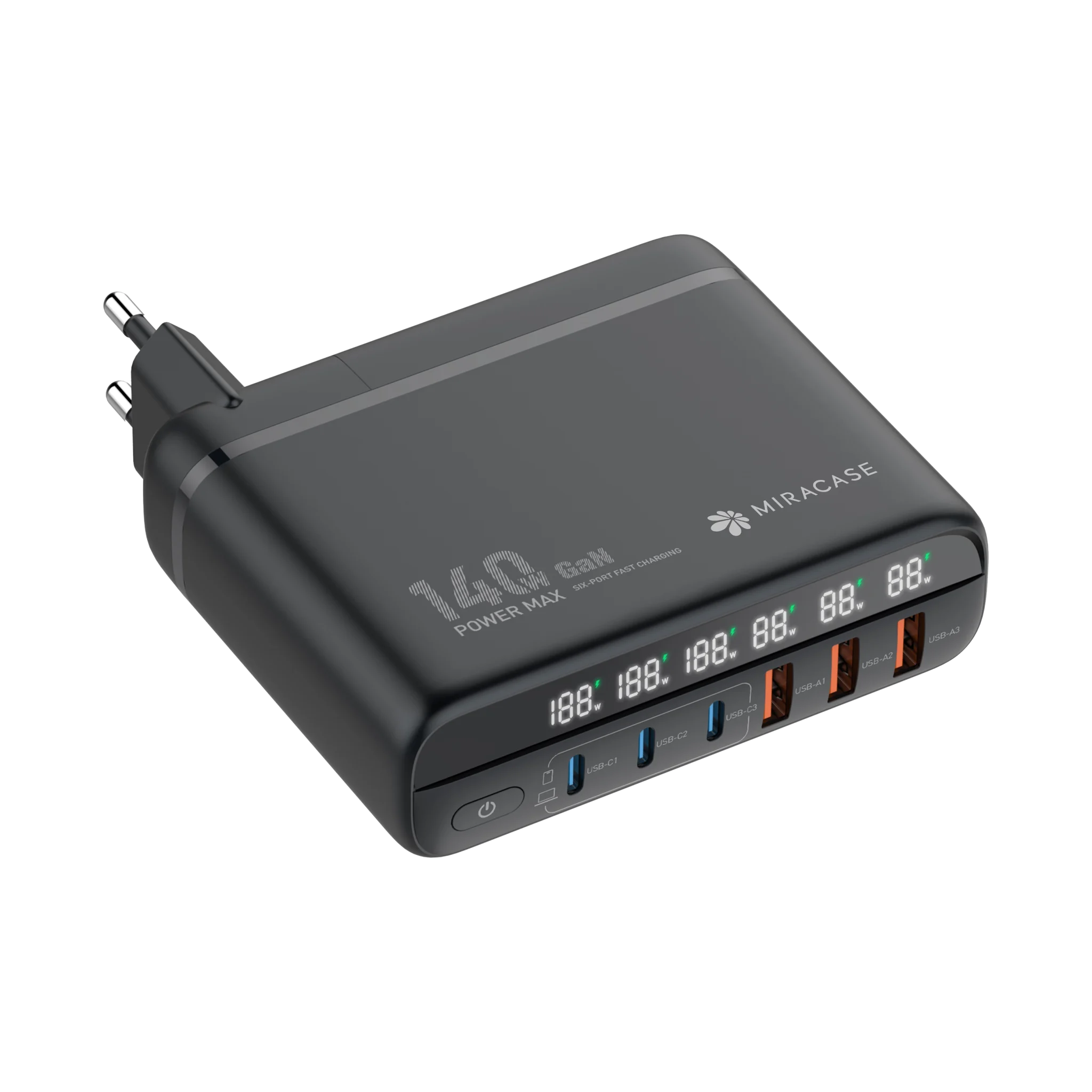 מטען קיר עוצמתי 140W עם 6 יציאות טעינה דגם MWC140W מבית Miracase