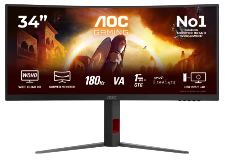 מסך גיימינג קעור 34 אינץ' דגם CU34G4 מבית AOC