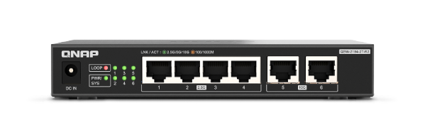 מתג לא מנוהל QNAP 4-Port 2.5GbE 2-port 10GbE QSW-2104-2T-R2