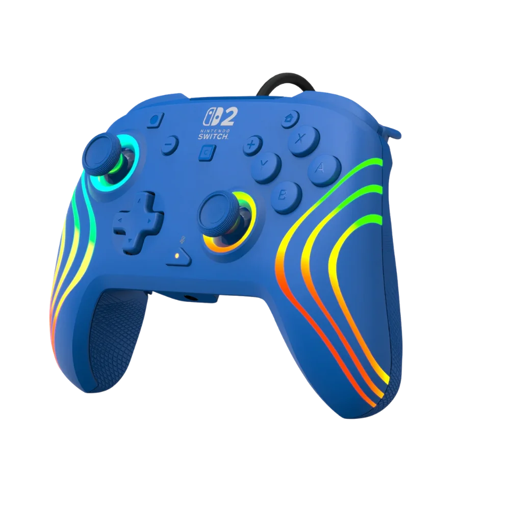 בקר גיימינג חוטי ל-Nintendo Switch 2 דגם Afterglow™ Wave Wired Controller בצבע כחול מבית Turtle Beach