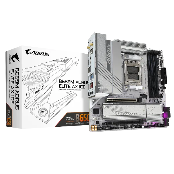 לוח Gigabyte B650M A ELITE AX ICE ATX AM5 WIFI BT PCIE5.0 White