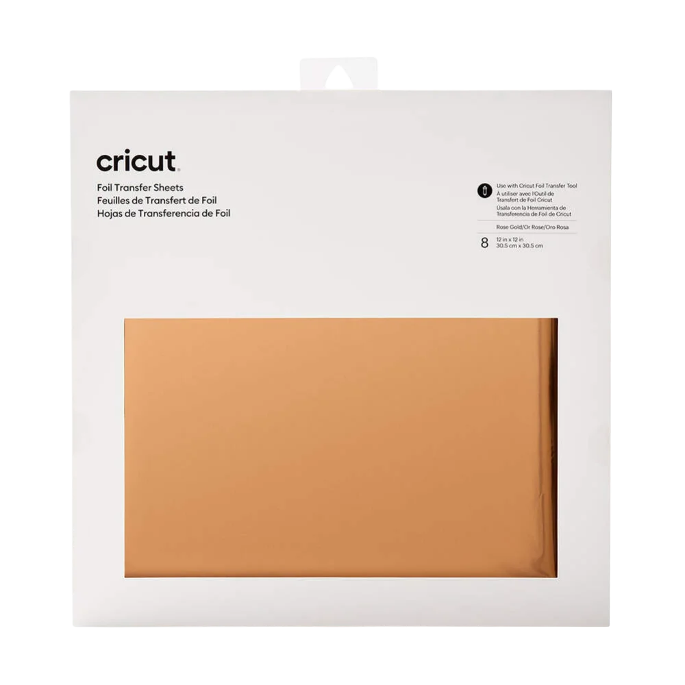 מציאון – מארז 8 דפי Foil Transfer בצבע רוז גולד 30.5×30.5 ס"מ מבית Cricut