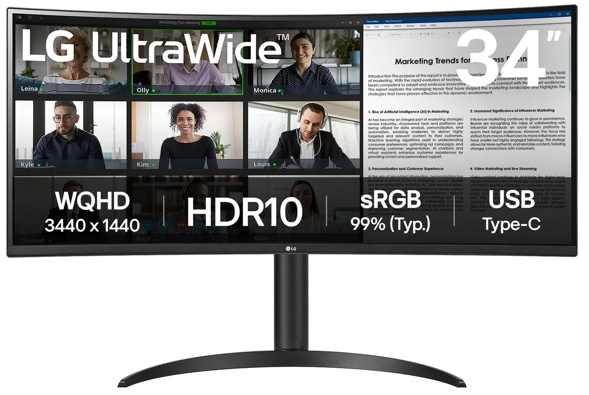 LG 34'' Curved UltraWide WQHD HDR10 100Hz Type-C