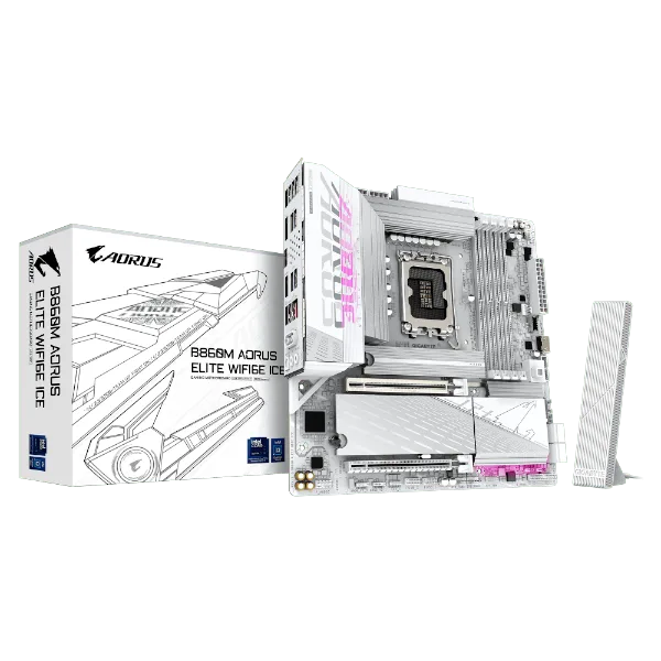 לוח למעבד דור 15 Gigabyte B860M AORUS ELITE WIFI6E ICE ATX 2.5GB