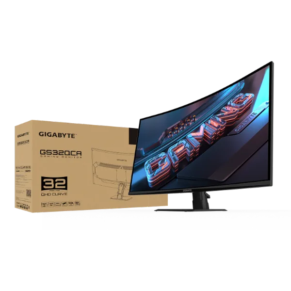 מסך קעור Gigabyte GS32QCA SS VA 1ms 2K QHD 180Hz FreeSync Tilt