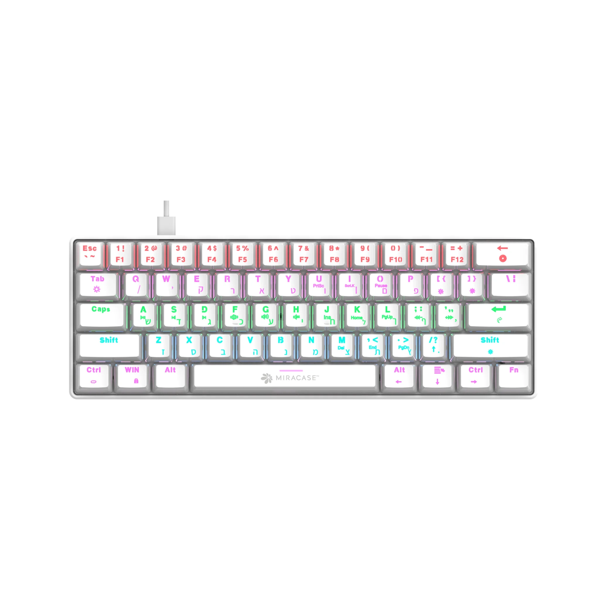 מקלדת מכנית חוטית לבנה MMCK100 עם תאורת RGB מבית Miracase
