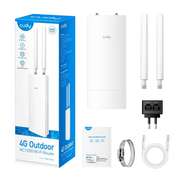 נתב מוקשח אלחוטי כולל מודם סלולרי CUDY LT500 OUTDOOR 4G LTE