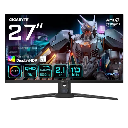 מסך GIGABYTE AORUS FO27Q5P 27 2K QD-OLED 0.03ms 500Hz HDR USB KVM