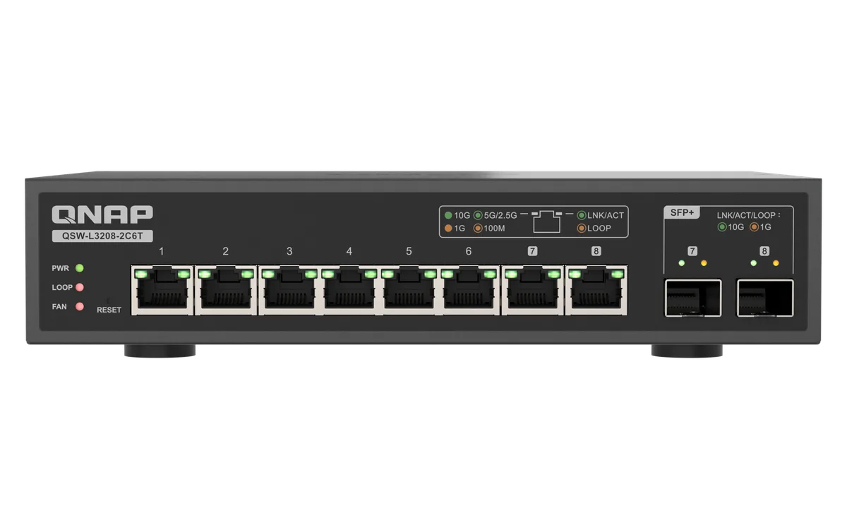 מתג QNAP 8-Port 10GbE QSW-L3208-2C6T Lite Managed