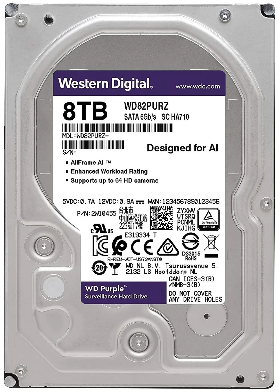 WD PURPLE 8TB 256MB SATA III 6GB/s 8002PURP