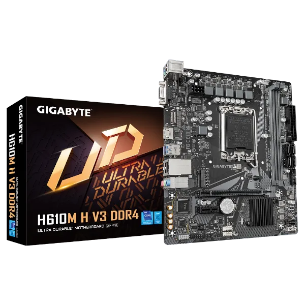 לוח לאינטל דור 12-14 Gigabyte H610M H DDR4 V3 REV1.0 VGA HDMI