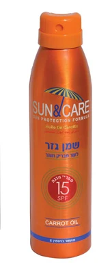 סאן&amp;קאר ספריי שמן גזר 200 SPF15מ"ל