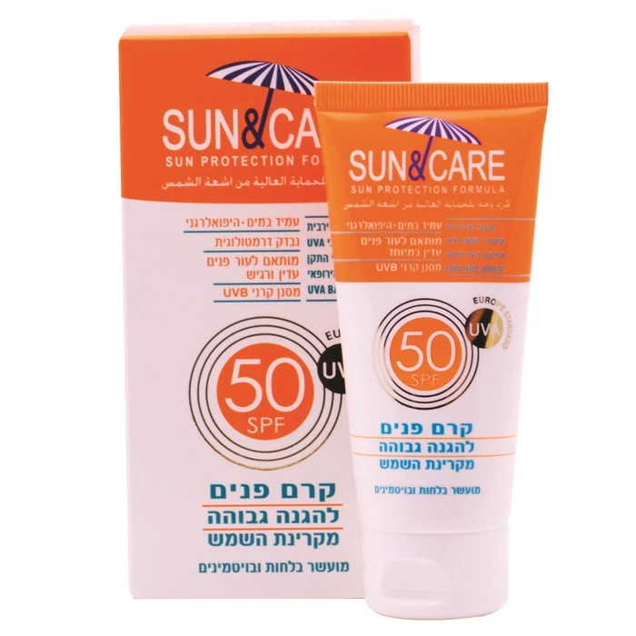 סאן&קאר ק.הגנה לפנים מבוגרים 60 SPF50 UVA Bמ"ל