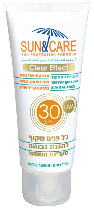 סאן&amp;קאר ג'ל הגנה שקוף לפנים 60 SPF30 UVA Bמ"ל