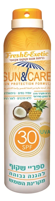 סאן&קאר ספריי שקוף SPF30 UVA Bבניחוח אננס וקוקס 200מ"ל