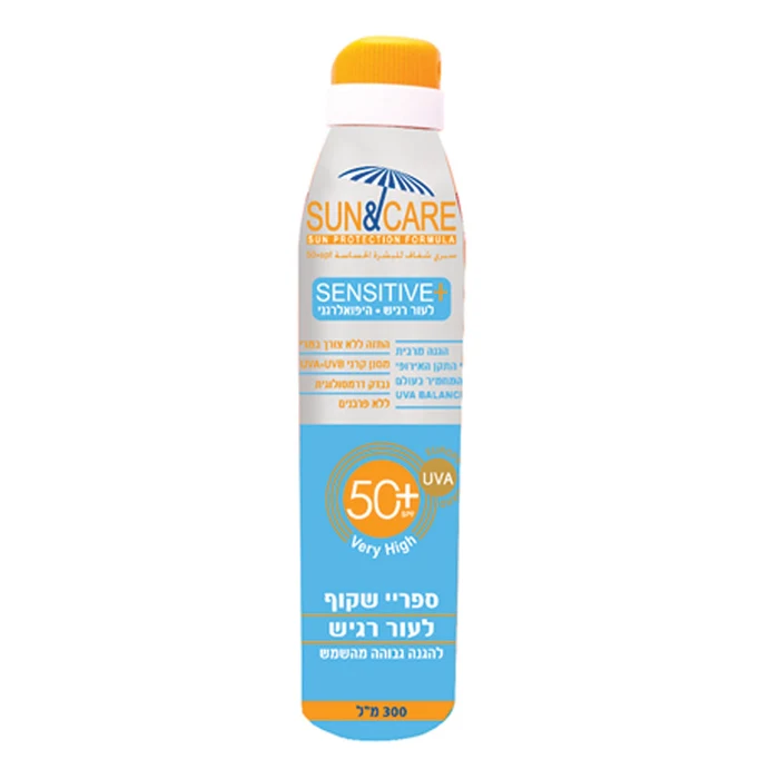 סאן&קאר ספריי שקוף סנסיטיב +300 SPF50מ"ל