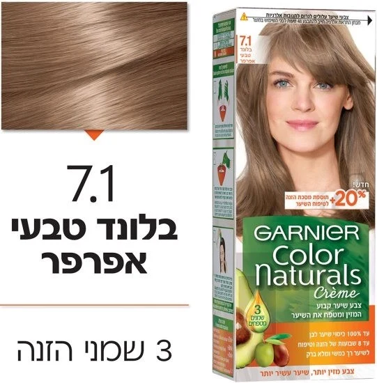 צבע שיער קולור נטורלס 7.1בלונד טבעי אפור 40מל