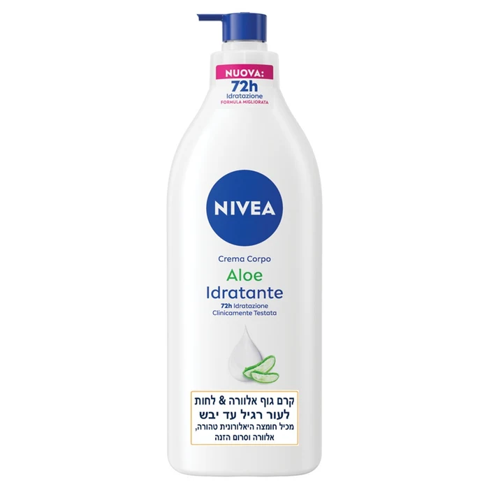 ניואה קרם גוף אלוורה לחות 72שעות לעור רגיל עד יבש 500מל