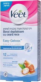 ויט רצועות שעווה כחול לרגיש 12יח