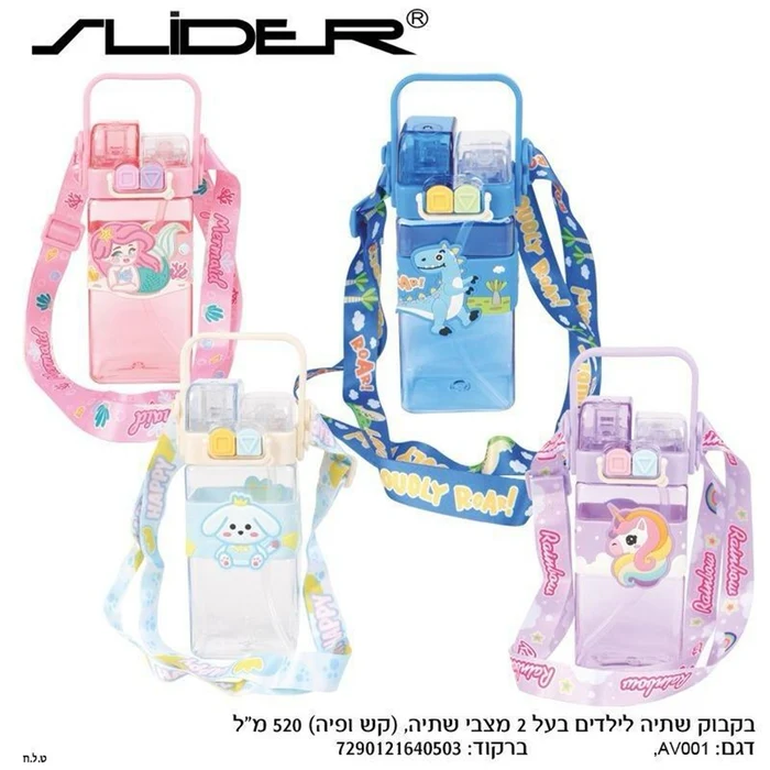 בקבוק שתייה לילדים 2מצבי שתיה קש ופיה 520מל